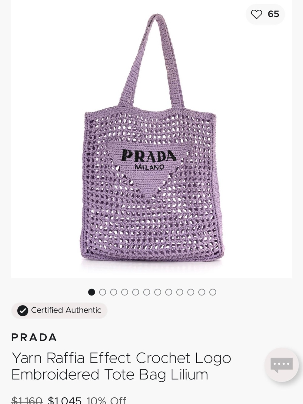 Prada Lavender Crochet Tote with PRADA Milano Logo - Picture 7 of 7